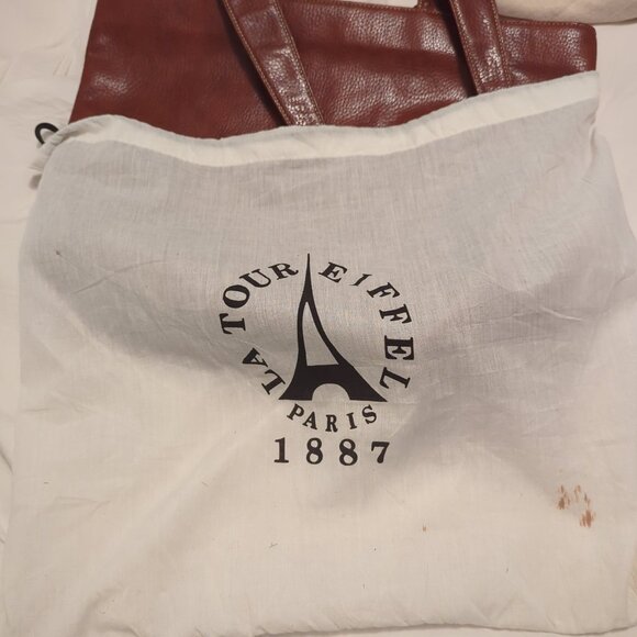 LA Tour Eiffel Paris Large Tote Brown, With Storage Bag - Picture 2 of 9